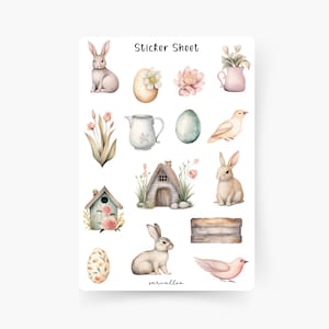 Ostern Sticker Sheet,Frühling, Tulpen, Sommer, Ausflug, Blumen, Frühlingszeit, Osterhasen, Ostern, Osterdeko