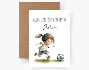Birthday card footballer personalized with name A6, birthday card child, Happy Birthday, children's birthday, birthday card girl