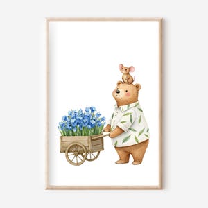 Bär mit Maus Poster A4, Poster Set, Bauernhoftiere Poster, Bauernhof Wandbild, Tier Poster, Tier Wandbild, Bauernhof, Waldtiere