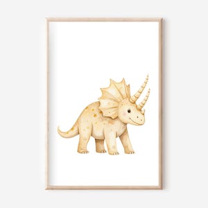 2 pósteres de dinosaurio amarillo A4, juego de pósteres, póster de dinosaurio, cuadro de pared de dinosaurio, póster de animales, cuadro de pared de animales