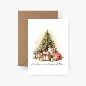 Weihnachtskarte Frohe Weihnachten A6, Aquarell, Strukturpapier, Kartenset Weihnachten, Weihnachten, Weihnachtspost, Postkarte, X-mas
