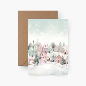 Biglietto di Natale con motivo invernale A6, acquerello, set di cartoline di Natale, Natale, posta di Natale, cartolina, Natale, Buon Natale