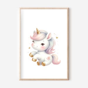Póster de unicornio A4, set de pósteres, póster de unicornios, arte mural de unicornio, póster de animales, arte mural de animales