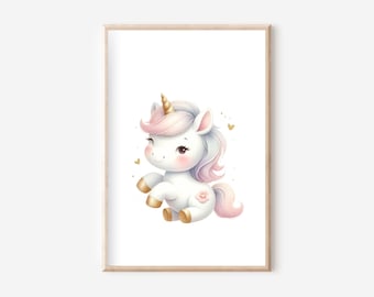 Unicorn Poster A4, Poster Set, Unicorn Posters, Unicorn Wall Art, Animal Posters, Animal Wall Art