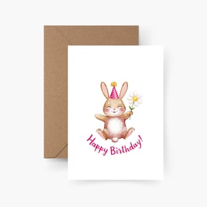 Geburtstagskarte Happy Birthday Hase A6, Aquarell, Strukturpapier, Happy Birthday, Runder Geburtstag, Geburtstagsgruß, Postkarte