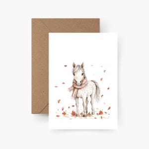 Carta cavallo A6, carta animale, cartolina animali della foresta acquerello, carta strutturata, biglietto d'auguri riccio, carta Proprio così