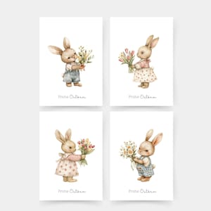 Cartões de coelhinho da Páscoa individualmente ou em conjunto A6, aquarela, papel texturizado, conjunto de cartões de Páscoa, cesta de Páscoa, saudação de Páscoa, cartão postal, cartões de Páscoa
