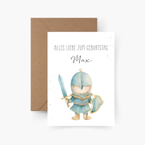 Geburtstagskarte Ritter personalisiert mit Namen A6, Geburtstagskarte Kind, Happy Birthday, Kindergeburtstag, Geburtstagskarte Junge