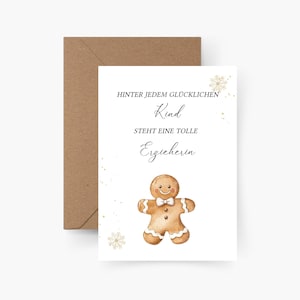 Weihnachtskarte für Erzieher/in & Lehrer/in - Lebkuchen A6, Kartenset Weihnachten, Weihnachten, Weihnachtspost, Postkarte