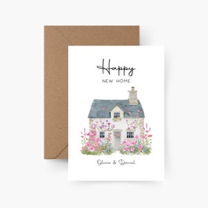 Einweihungskarte personalisiert, Karte zum Einzug, Aquarell, Strukturpapier, Postkarte, Happy new home, Einzugsgeschenk, Einweihungsparty