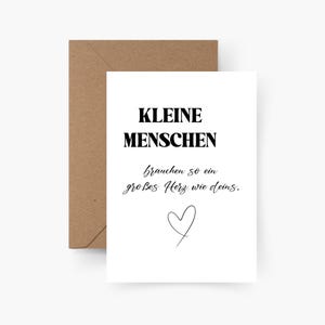 Quote card A6 – Small people big heart, minimalist postcard, heart illustration, loving greeting card, thank you card