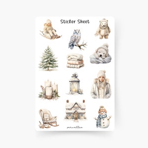Winter Wonderland Sticker Sheet, Weihnachten, Weihnachtlich, Kekse, Kamin, Schnee, Schlittschuhe, X-mas, Weihnachtszeit