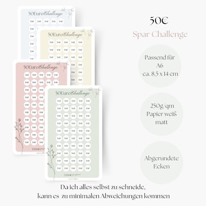 50 Euro Challenge, Savings Challenge, Savings Challenge, Saving with Challenges, A6 Planner Inserts, Saving Money with Savings Goals, Monthly Budget
