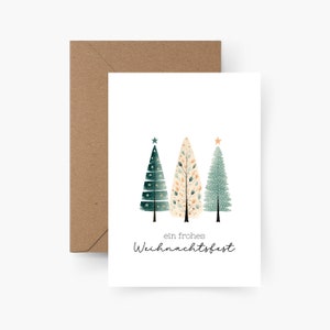 Weihnachtskarte Tannenbaum A6, Aquarell, Strukturpapier, Kartenset Weihnachten, Weihnachten, Weihnachtspost, Postkarte,frohes Weihnachtsfest