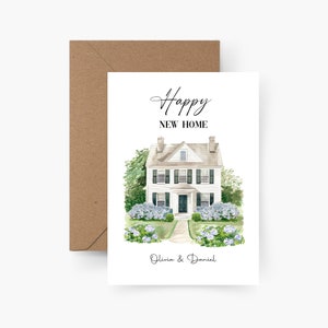 Carte de pendaison de crémaillère personnalisée, carte de pendaison de crémaillère, aquarelle, papier texturé, carte postale, nouvelle maison heureuse, cadeau de pendaison de crémaillère, fête de pendaison de crémaillère