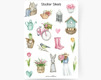 Spring Feelings Sticker Sheet, Spring, Tulips, Summer, Trip, Flowers, Springtime