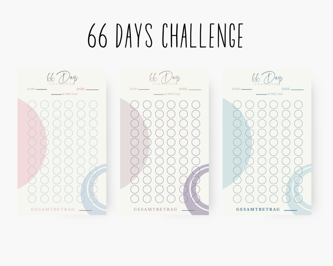66 Days Challenge Savings Challenge 66 Days Challenge Etsy
