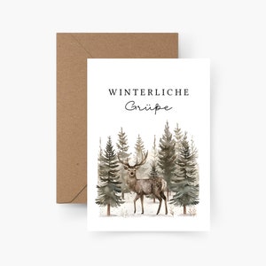 Cartolina di Natale auguri invernali A6, acquerello, carta ruvida, set di cartoline di Natale, Natale, posta di Natale, cartolina, Natale