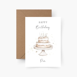 Verjaardagskaart taart gepersonaliseerd met naam A6, kaart verjaardag, Gefeliciteerd, kinderverjaardag, felicitatiekaart, wenskaart