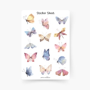 Schmetterling Sticker Sheet, Tiere, Schmetterlinge, Frühling, Sommer, Natur, Garten