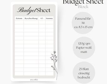 Budgetbladblok, Budgetblad, Budget Tracker, aan één zijde bedrukt, besparingsuitdaging, besparingsuitdaging, A6 planner-inzetstukken, maandbudget