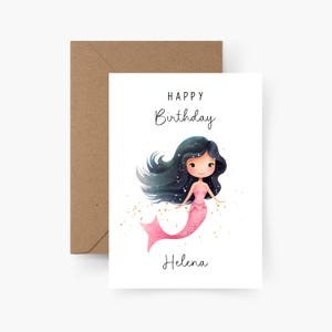 Verjaardagskaart zeemeermin gepersonaliseerd met naam A6, kaart verjaardag, Gefeliciteerd, kinderverjaardag, felicitatiekaart, wenskaart