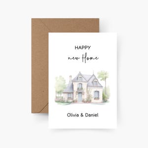 Carte de pendaison de crémaillère personnalisée, carte de pendaison de crémaillère, aquarelle, papier texturé, carte postale, nouvelle maison heureuse, cadeau de pendaison de crémaillère, fête de pendaison de crémaillère