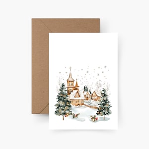 Biglietto di Natale con motivo invernale A6, set di cartoline di Natale, Natale, posta di Natale, cartolina, Natale, Buon Natale, acquerello