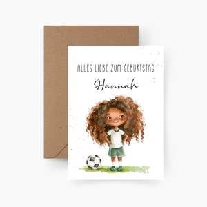Verjaardagskaart voetballer gepersonaliseerd met naam A6, verjaardagskaart kind, gelukkige verjaardag, kinderverjaardag, verjaardagskaart meisje