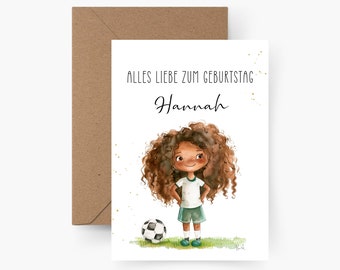 Birthday card footballer personalized with name A6, birthday card child, Happy Birthday, children's birthday, birthday card girl