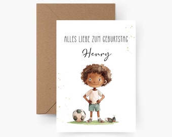 Birthday card footballer personalized with name A6, birthday card child, Happy Birthday, children's birthday, birthday card boy