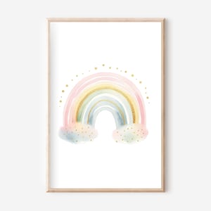 Póster arcoíris A4, conjunto de pósteres, póster de unicornio, mural arcoíris, póster de animales, mural de animales