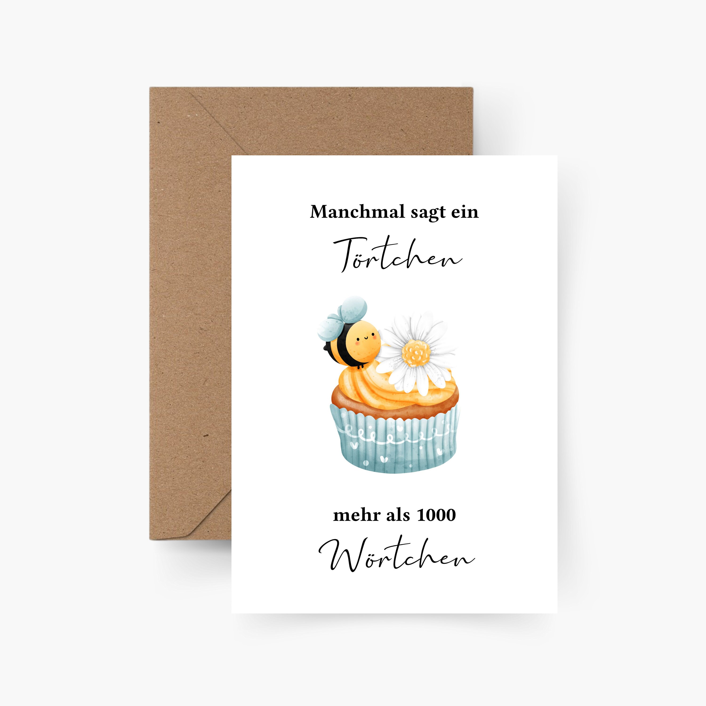 WBdesignz Biglietto Di Compleanno Con Busta - Torta Di Compleanno In Acquerello - Formato DIN A6, Carta Premium 300g/m², Busta In Carta Kraft