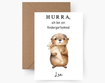 Personalized kindergarten card with name, card for starting kindergarten, A6-sized card for kindergarten children, "Finally a kindergarten child!", affirmation card