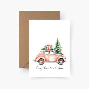 Kerstkaart op weg naar huis voor Kerstmis A6, aquarel, kaartenset Kerstmis, Kerstmis, Kerstpost, ansichtkaart, Kerstmis
