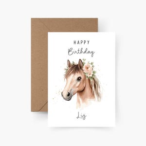 Geburtstagskarte Pferd personalisiert mit Namen A6, Karte Geburtstag, Happy Birthday, Kindergeburtstag, Glückwunschkarte, Grußkarte