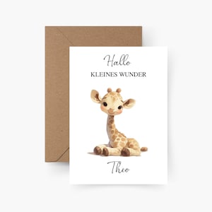 Tarjeta de nacimiento personalizada A6, Hola pequeño milagro, tarjeta de nacimiento personalizada, regalo, bebé, bautismo, acuarela, papel texturizado