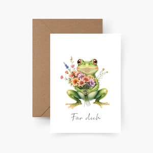 Für dich Karte A6, Zusammenhalt, Beste Freunde, Freundesgruppe, Kleines Dankeschön, A6, Aquarell, Strukturpapier, Vielen Dank, Frosch Karte
