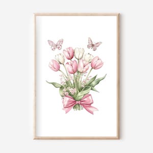 Póster de tulipanes A4, set de pósteres, póster de flores, arte mural de tulipanes, pósteres para el hogar, arte mural