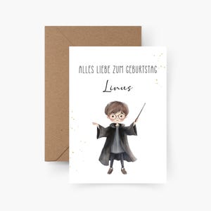 Geburtstagskarte Zauberer personalisiert mit Namen A6, Geburtstagskarte Kind, Happy Birthday, Kindergeburtstag, Geburtstagskarte Kind