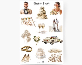 Boho Wedding Sticker Sheet, Sticker MR & MRS, Guestbook, getting married, wedding gift, wedding planning, wedding invitation, JGA, bridal couple