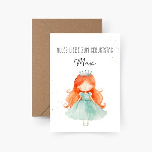 Geburtstagskarte Prinzessin personalisiert mit Namen A6, Geburtstagskarte Kind, Happy Birthday, Kindergeburtstag, Geburtstagskarte Mädchen