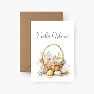 Buona Pasqua Cesto di Pasqua, acquerello, carta ruvida, set di cartoline di Pasqua, buste, cestino di Pasqua, auguri di Pasqua, cartolina, cartoline di Pasqua, cartolina di Pasqua