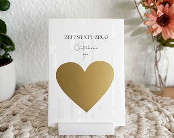 Time instead of stuff voucher scratch card, voucher to fill in yourself, birthday gift, voucher, Valentine's Day, Christmas, Mother's Day