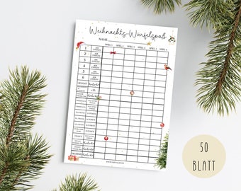 Christmas Dice Fun - A6 Game Pad, Board Game, Christmas, Christmas Game, Christmas Gift, Christmas Party, Family Game