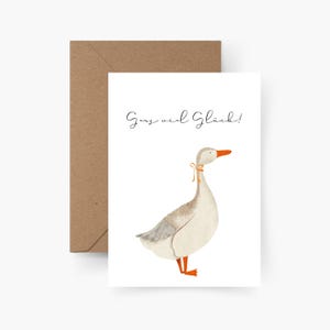 Gans (Ganz) viel Glück A6, Beste Freunde, Glück wünschen, Viel Glück, A6, Aquarell, Strukturpapier