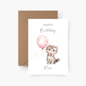Geburtstagskarte Katze personalisiert mit Namen A6, Karte Geburtstag, Happy Birthday, Kindergeburtstag, Glückwunschkarte, Grußkarte