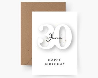 Tarjeta de cumpleaños personalizada A6, acuarela, papel texturizado, feliz cumpleaños, sobres, cumpleaños importante, saludo de cumpleaños, postal