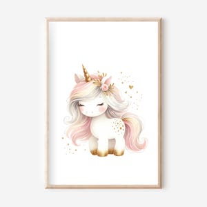 Póster de unicornio A4, set de pósteres, póster de unicornios, arte mural de unicornio, póster de animales, arte mural de animales