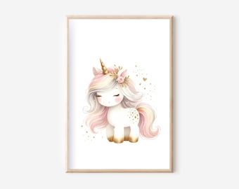 Unicorn Poster A4, Poster Set, Unicorn Posters, Unicorn Wall Art, Animal Posters, Animal Wall Art